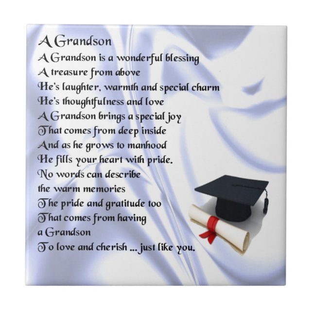 Graduation   Grandson Poem Ceramic Tile (Front)