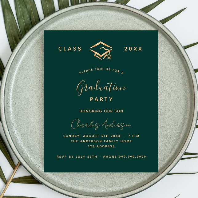 Graduation green gold 2025 invitation (Creator Uploaded)