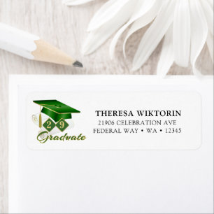 Graduation Green Gold Classic Return Address  Label