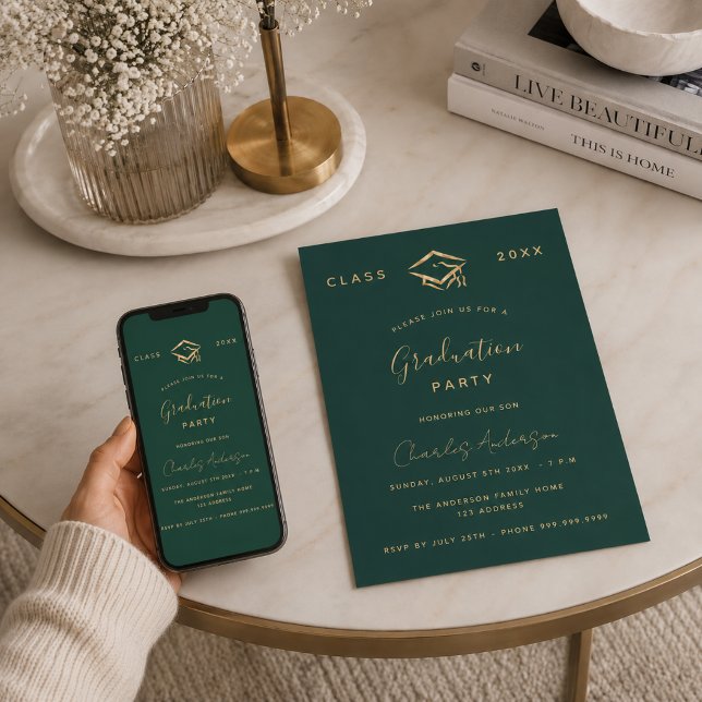 Graduation green gold simple 2026 invitation (Creator Uploaded)