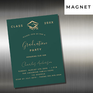 Graduation green gold simple luxury 2025 magnetic invitation