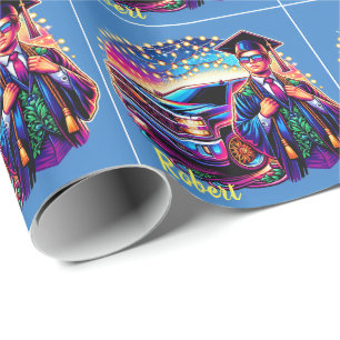 Graduation Guy With Pickup Truck Custom Wrapping Paper