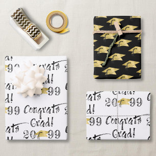 Graduation Hand Lettered CONGRATS GRAD Wrapping Paper Sheet