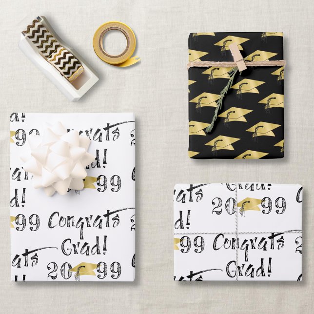 Graduation Hand Lettered CONGRATS GRAD Wrapping Paper Sheet (Creator Uploaded)