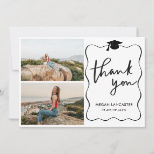 Graduation Hat Ribbon Frame Thank You   Script Card