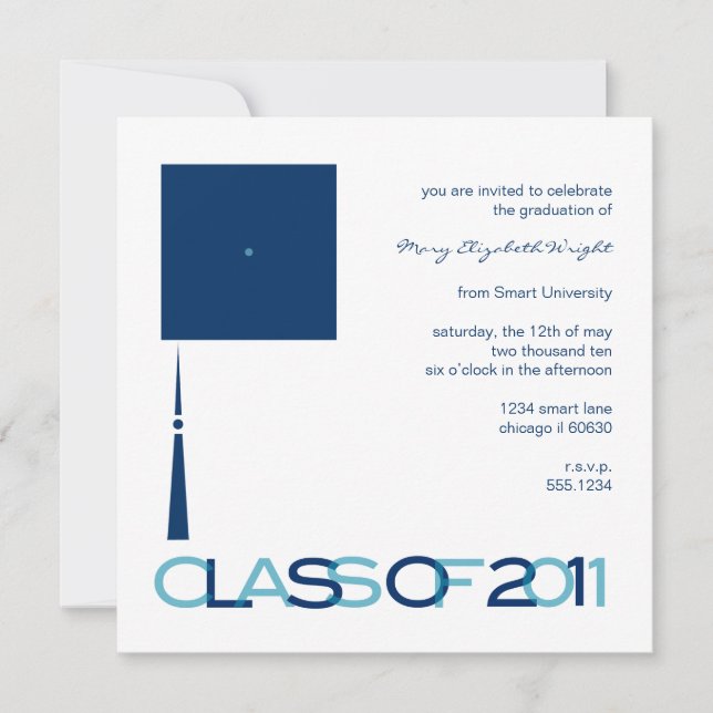 Graduation Hat Square Invitation or Announcement (Front)