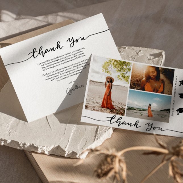 Graduation Hat Thank You Script Grad Photo Invitation (Creator Uploaded)