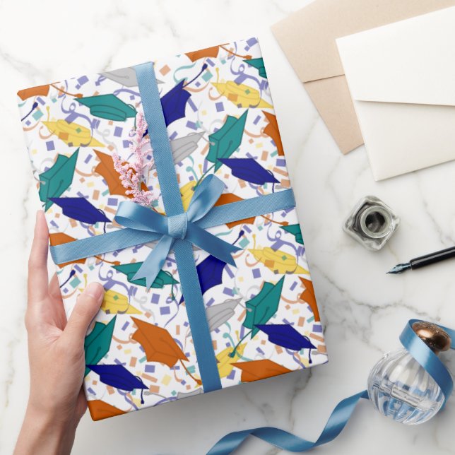 Graduation Hat Toss (Academic) Wrapping Paper (Gifting)