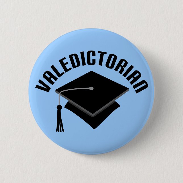 Graduation Hat Valedictorian Head of Class Gift 6 Cm Round Badge (Front)