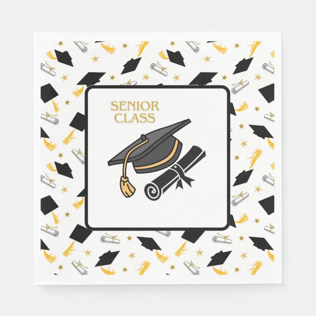 Graduation Hats And Diplomas  Napkins (Front)