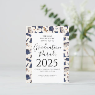 graduation Hats Pattern Outdoor Graduation Postcard