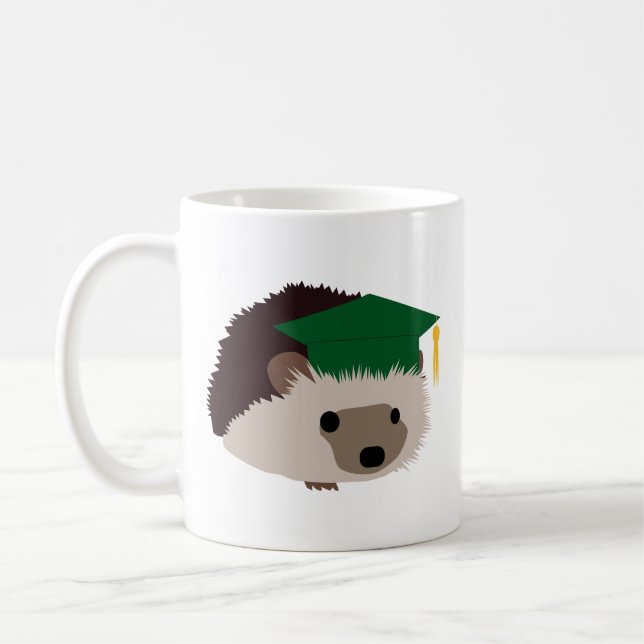 Graduation Hedgehog Mug - Green (Left)