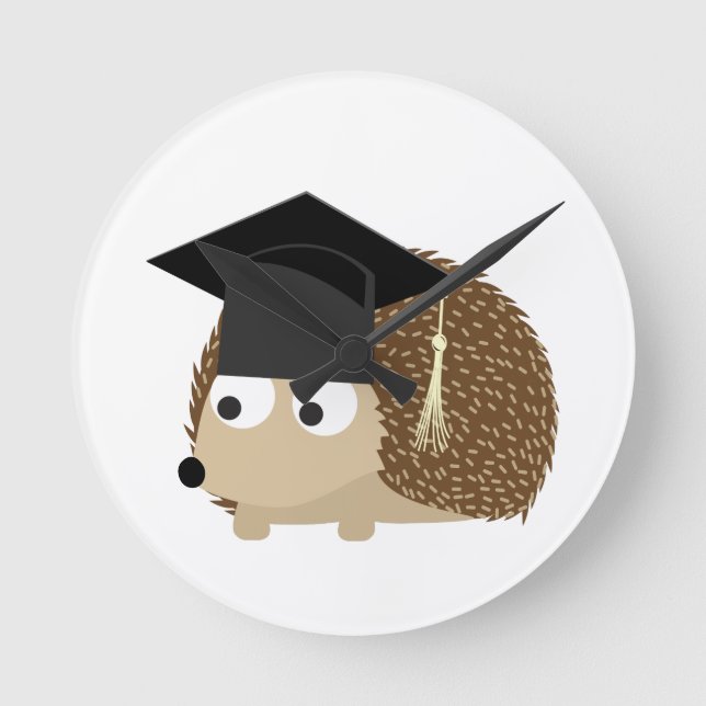 Graduation hedgehog round clock (Front)