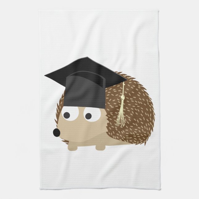 Graduation hedgehog tea towel (Vertical)