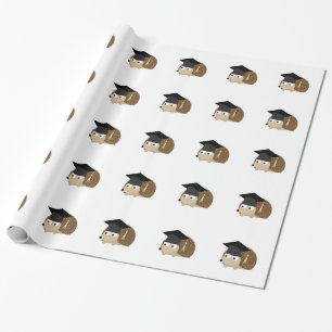Graduation hedgehog wrapping paper