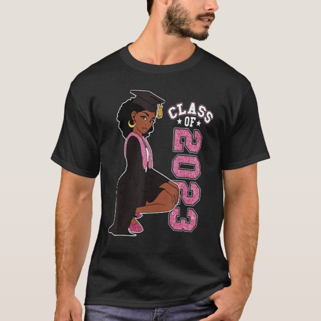 Graduation  Her Seniors Class of 2023 Black Girl M T-Shirt (Front)