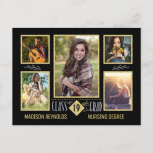 Graduation High School College Grad Photo Collage Announcement Postcard