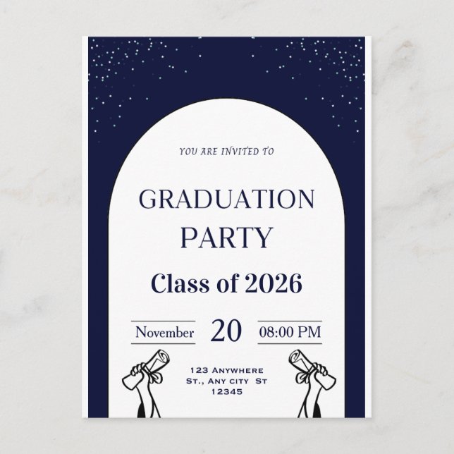 Graduation Invitation Card | Modern Grad Party Inv (Front)