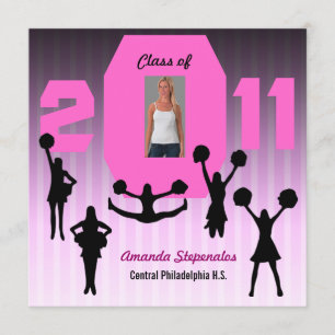 Graduation Invitation Cheerleader XCP194 Pink