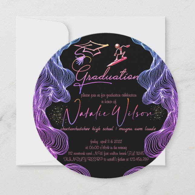 Graduation Invitation in multicolors (Front)