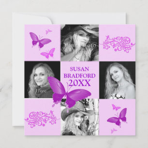 Graduation Invitation - Purple Butterflies- PHOTOS