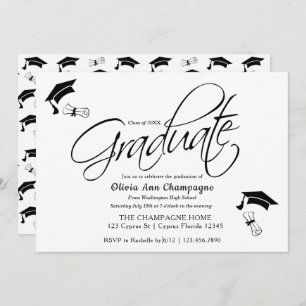 Graduation Invitation with Cap and Diploma
