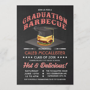 Graduation Invitations BBQ Party Chalkboard