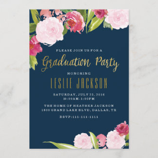 Graduation invitations - graduate - Navy & Gold