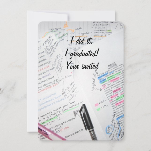 Graduation Invite- Recycled paper Invitation (Front)