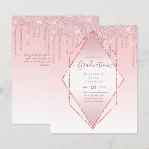 GRADUATION INVITES - Dripping Glitter Girly Glamou