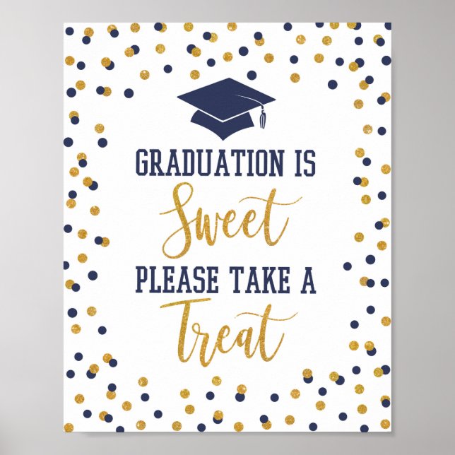 Graduation is Sweet Please Take a Treat Navy Sign (Front)