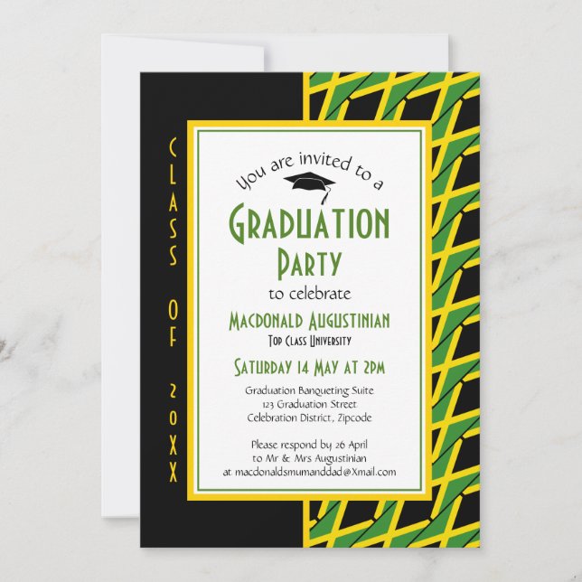 GRADUATION JAMAICA Jamaican Patriotic Invitation (Front)