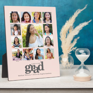 Graduation K–12 Blush Pink Photo Collage Modern Plaque