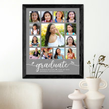 Graduation K–12 Modern Script Photo Collage Grey