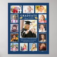 Graduation K-12 Photo Collage Blue Keepsake