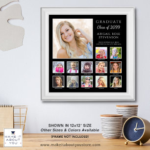 Graduation K-12 Photo Collage Custom School Colour Poster
