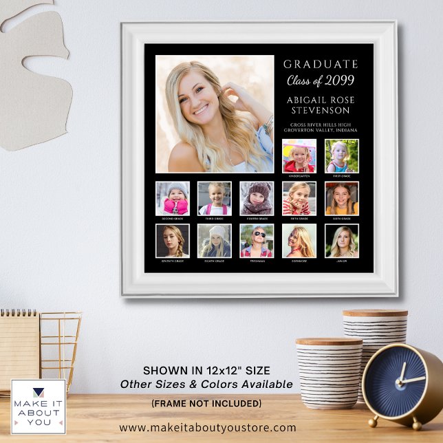 Graduation K-12 Photo Collage Custom School Colour Poster (Creator Uploaded)