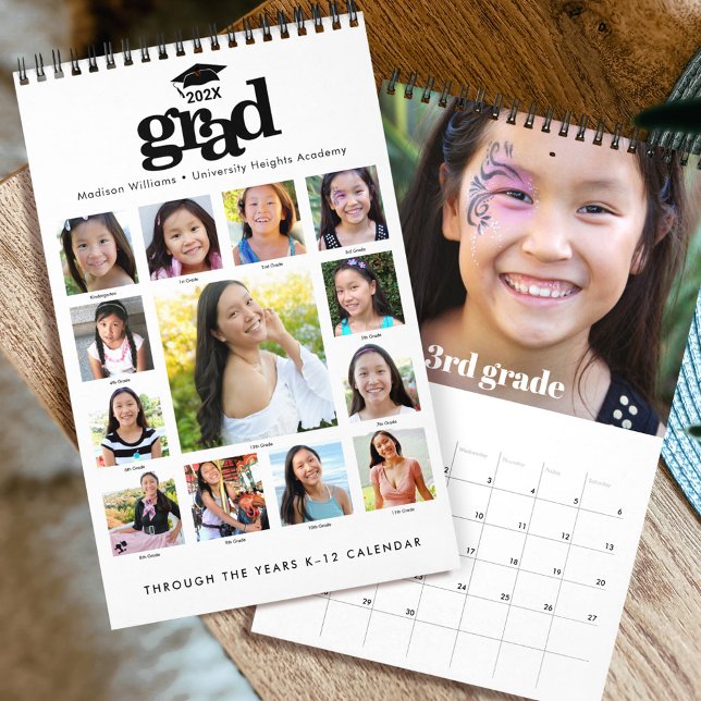 Graduation K–12 Script Photo Collage Bold 15 month Calendar (Creator Uploaded)