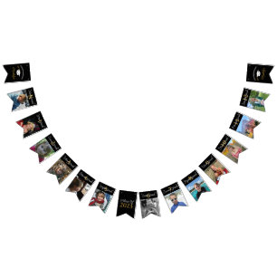 Graduation K to 12 Photo Black and Gold Bunting Fl Bunting