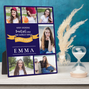 Graduation Keep Shining Quote Multi Photo Gift Plaque