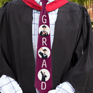 Graduation Keepsake 3 Photos Grad Burgundy Tie
