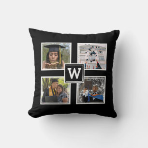Graduation Keepsake Custom Monogram Black Cushion
