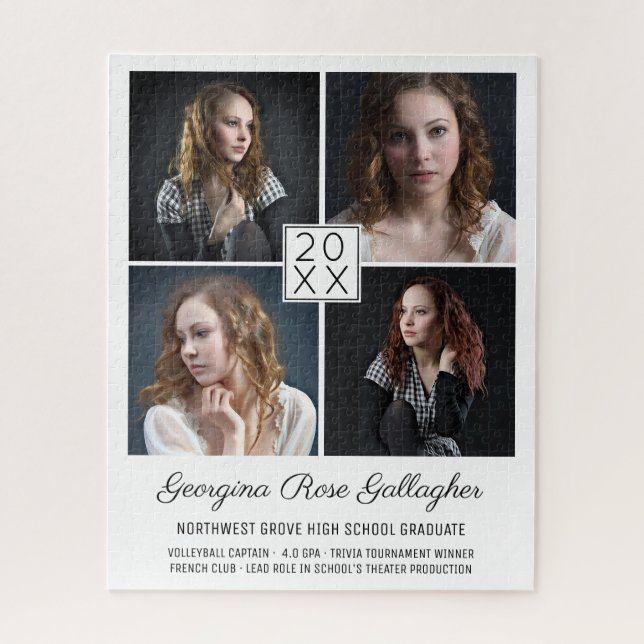 Graduation Keepsake Modern Photo Collage Classic Jigsaw Puzzle (Vertical)