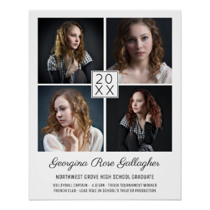 Graduation Keepsake Modern Photo Collage Classic Poster