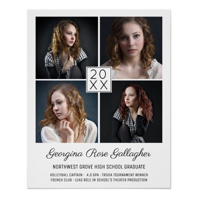 Graduation Keepsake Modern Photo Collage Classic Poster (Front)