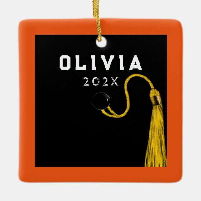 Graduation Keepsake Orange Ceramic Ornament (Front)