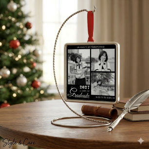 Graduation Keepsake Photo Custom Elegant Gift Metal Ornament