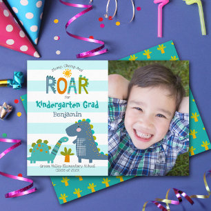 Graduation Kindergarten Photo Dinosaurs Boy Cute Announcement