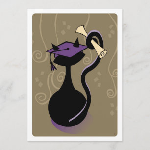 Graduation Kitty Purple Invite