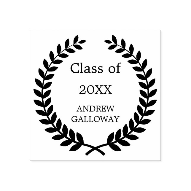Graduation laurel wreath monogram rubber stamp (Imprint)